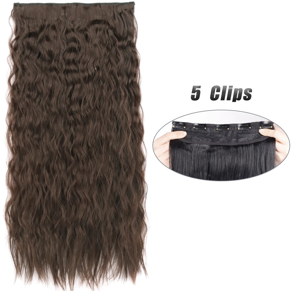 Long Straight Synthetic Clip-In Hair Extensions Natural Look