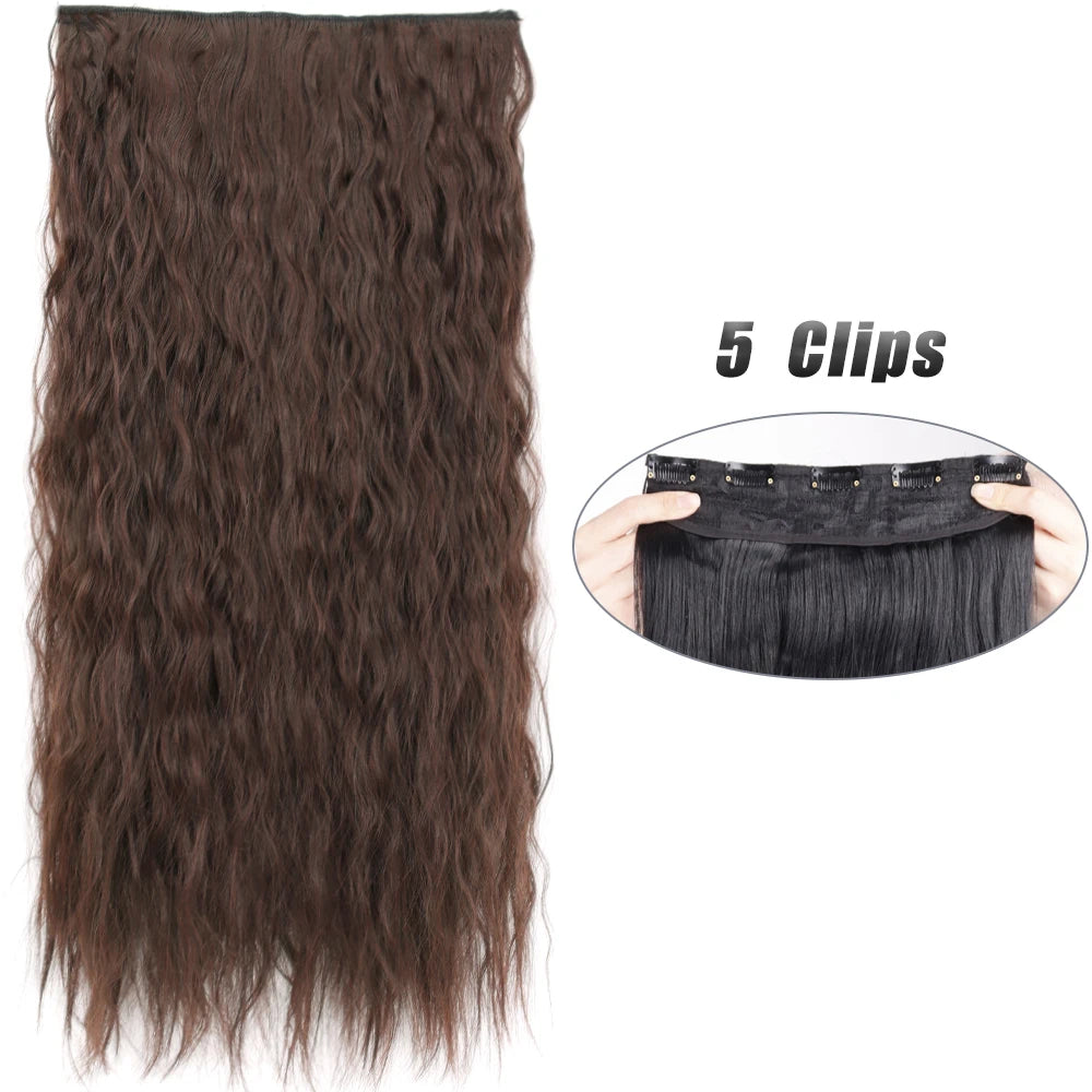 Long Straight Synthetic Clip-In Hair Extensions Natural Look