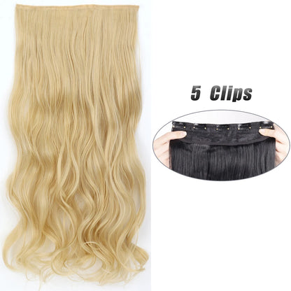 Long Straight Synthetic Clip-In Hair Extensions Natural Look