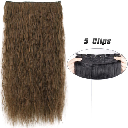 Long Straight Synthetic Clip-In Hair Extensions Natural Look