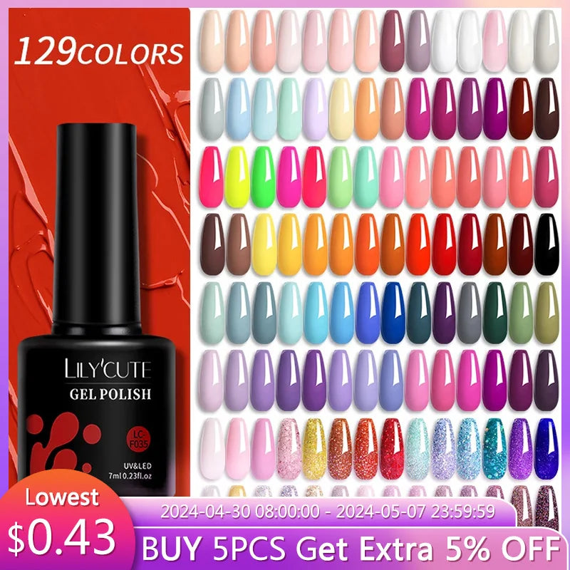 Vibrant LILYCUTE 129-Color Gel Polish Set