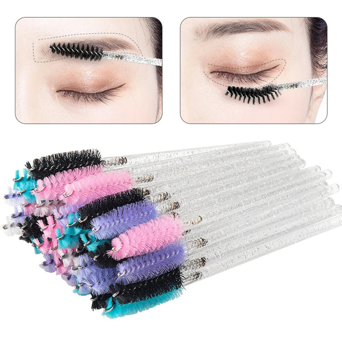 50-Piece Crystal Disposable Mascara Wands