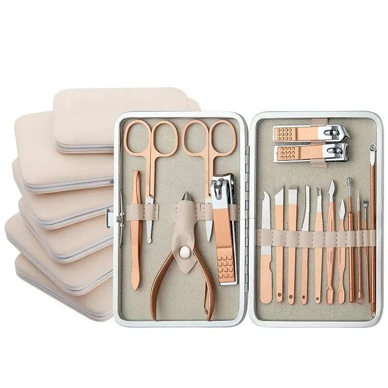 Professional Rose Gold Stainless Steel Manicure Pedicure Kit