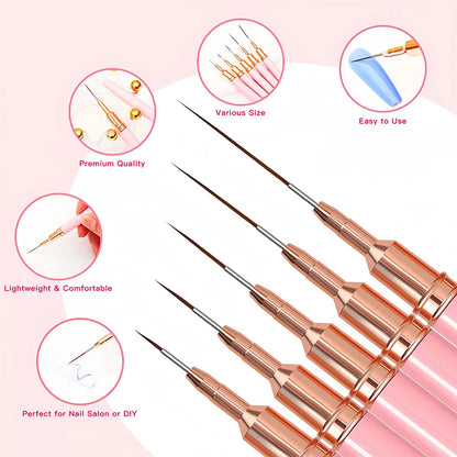 5-Piece Nail Art Liner Brushes Set