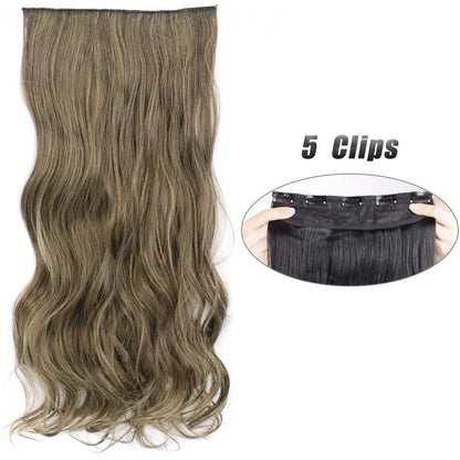 Long Straight Synthetic Clip-In Hair Extensions Natural Look