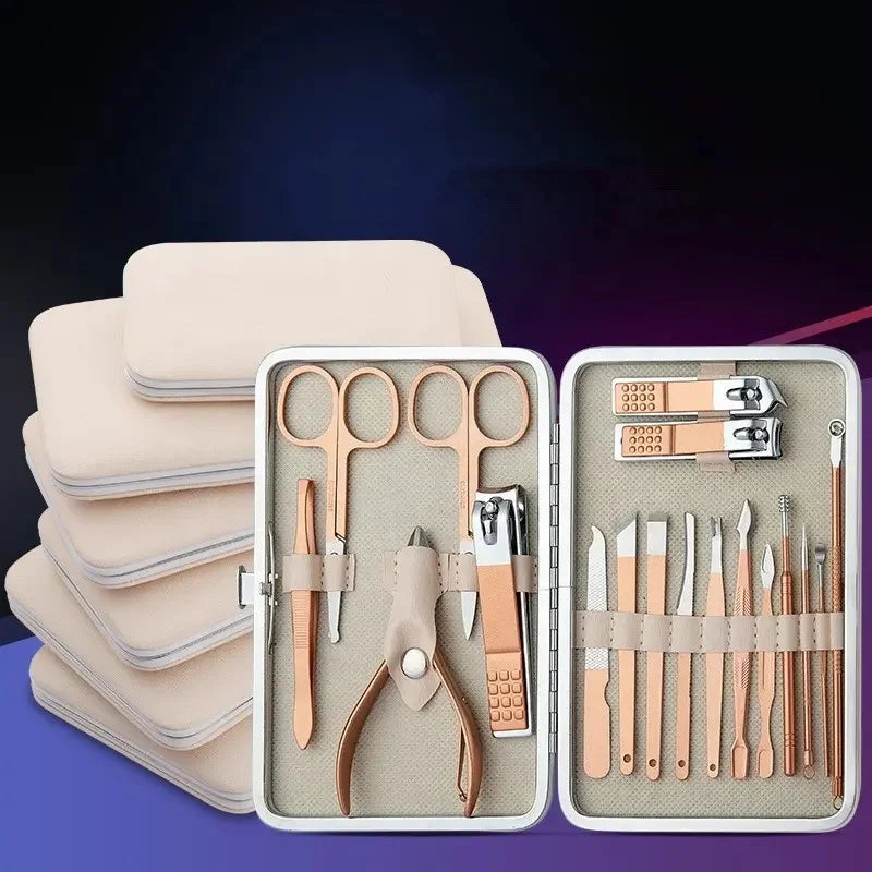 Professional Rose Gold Stainless Steel Manicure Pedicure Kit