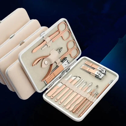 Professional Rose Gold Stainless Steel Manicure Pedicure Kit