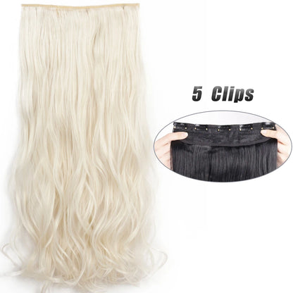 Long Straight Synthetic Clip-In Hair Extensions Natural Look