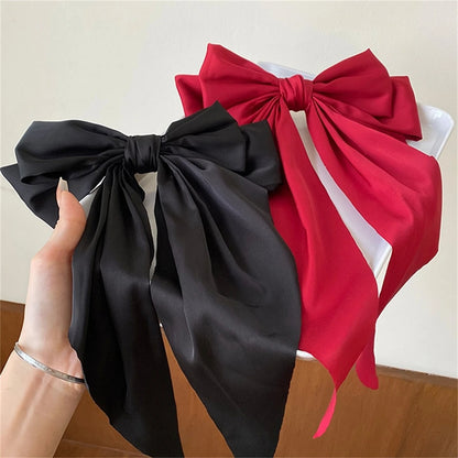 Spring Chic Triple Bow Satin Hair Clips