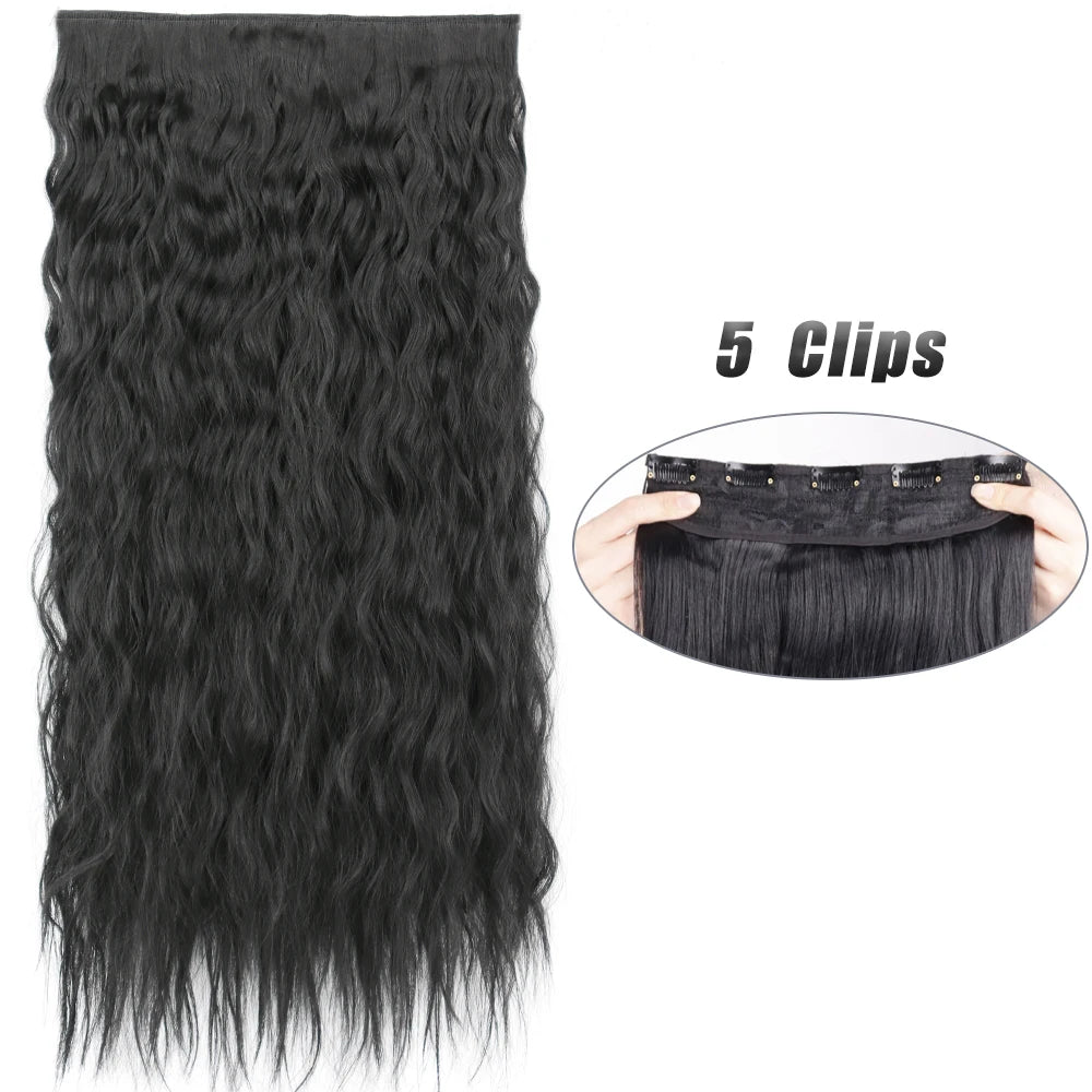 Long Straight Synthetic Clip-In Hair Extensions Natural Look