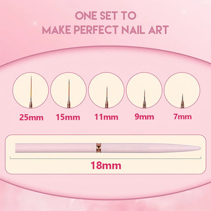 5-Piece Nail Art Liner Brushes Set